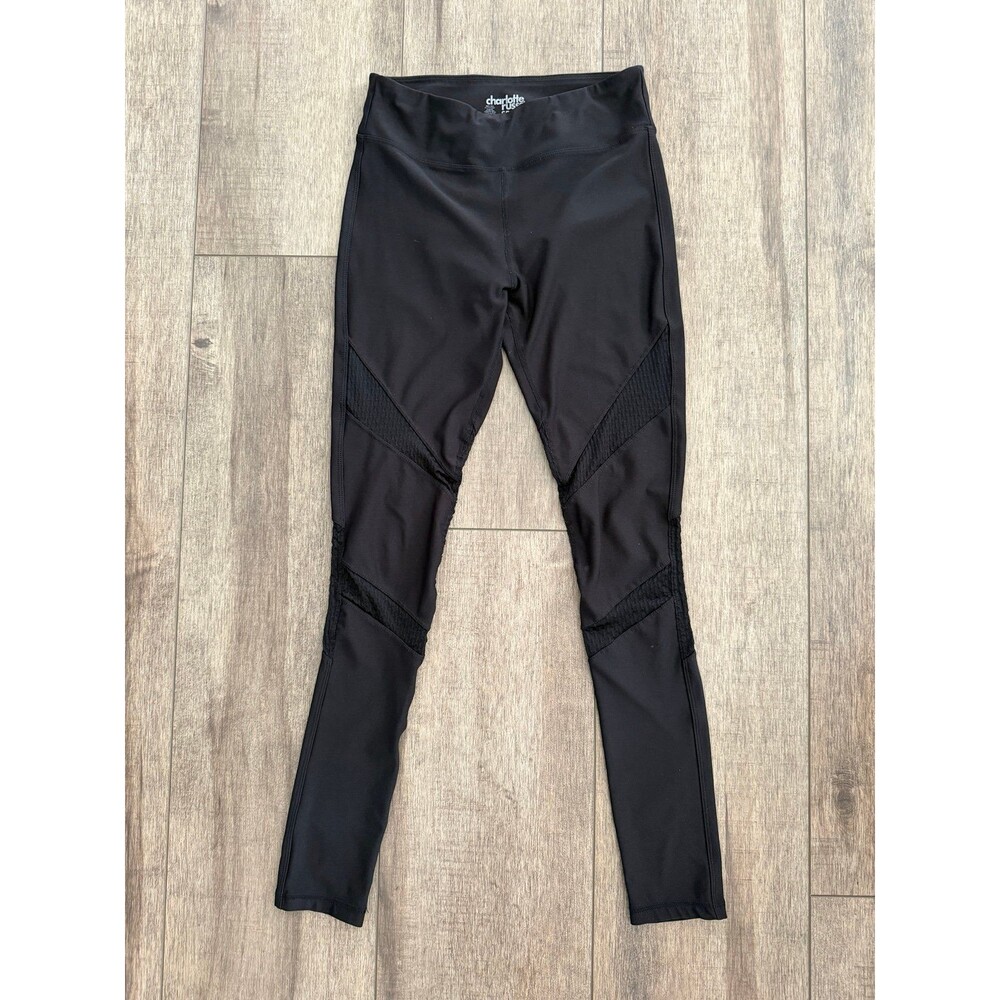 Charlotte Russe Black Mesh Panel Activewear Leggings Size Small